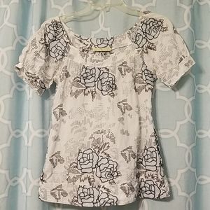 Anthropologie Weston Wear flower stitch top